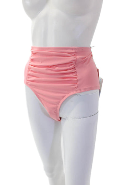 STAUD Womens Declan High Rise Bikini Bottoms - Pearl Pink Size XL
