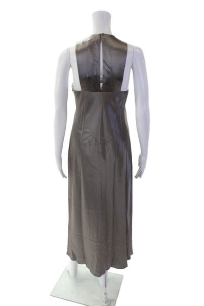 Tibi Womens Heavy Satin Midi Dress - Slate Grey Size 4