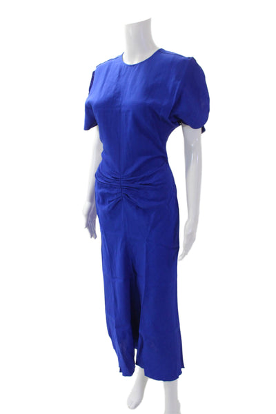 Victoria Beckham Womens Gathered Waist Midi Dress - Palace Blue Size 6