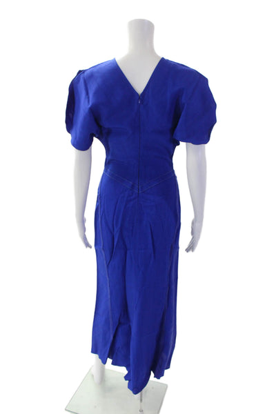 Victoria Beckham Womens Gathered Waist Midi Dress - Palace Blue Size 6