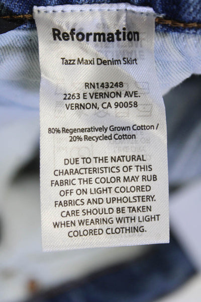 Reformation Womens Tazz Maxi Denim Skirt - Hemlock Size 23