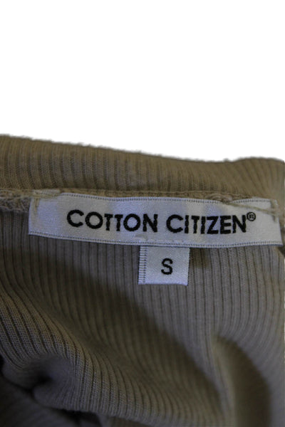 Cotton Citizen Womens Short Sleeve Ribbed Crop Top Beige Size S