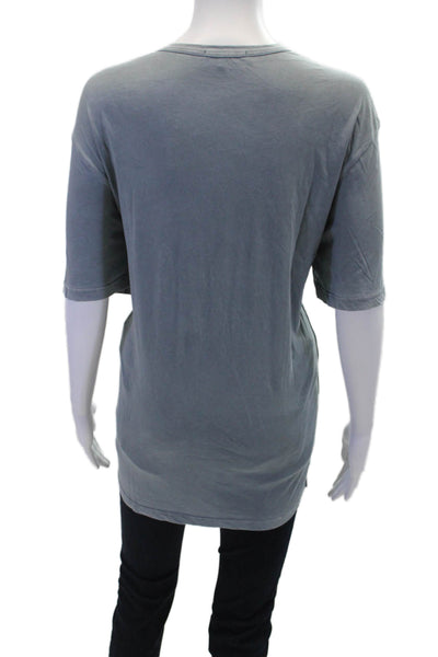 Cotton Citizen Womens Relaxed Fit Short Sleeve T Shirt Blue Size L