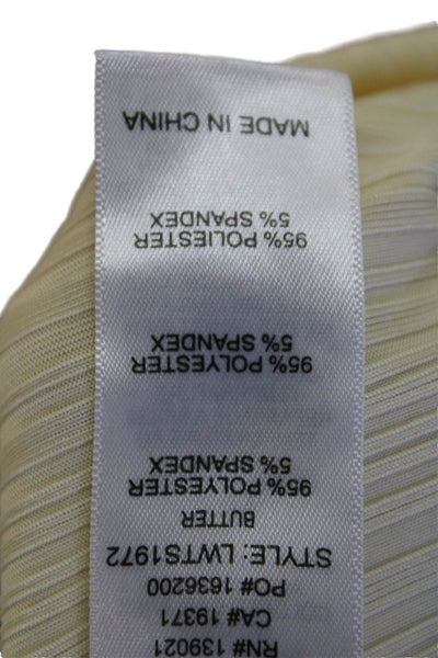 Frame Womens Short Sleeve Crewneck Ribbed T Shirt Butter Yellow Size S