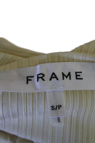 Frame Womens Short Sleeve Crewneck Ribbed T Shirt Butter Yellow Size S