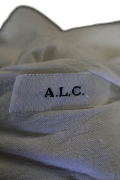ALC Womens Cotton Short Puff Sleeve Crewneck T Shirt White Size S