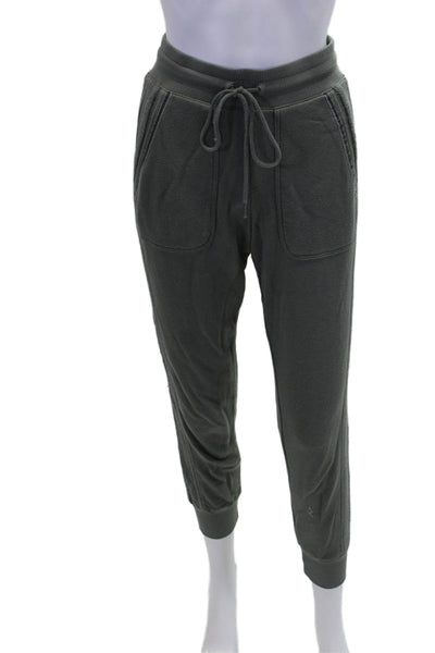 Splendid Womens Drawstring Waist Velvet Trim Detail Sweatpants Green Size S