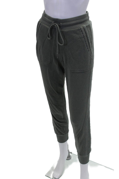 Splendid Womens Drawstring Waist Velvet Trim Detail Sweatpants Green Size S