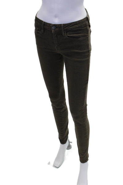 Vince Womens Cotton Mid Rise Pocketed Casual Skinny Jeans Brown Size 27