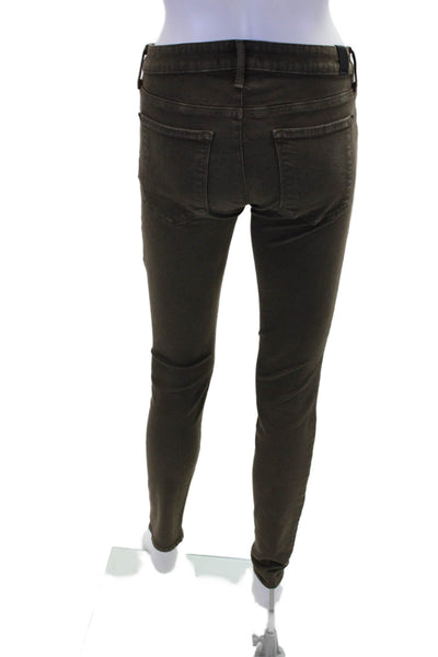 Vince Womens Cotton Mid Rise Pocketed Casual Skinny Jeans Brown Size 27