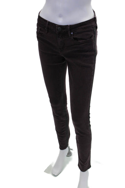 Vince Womens Cotton Side Stripe Detail Pocketed Skinny Jeans Purple Size 26