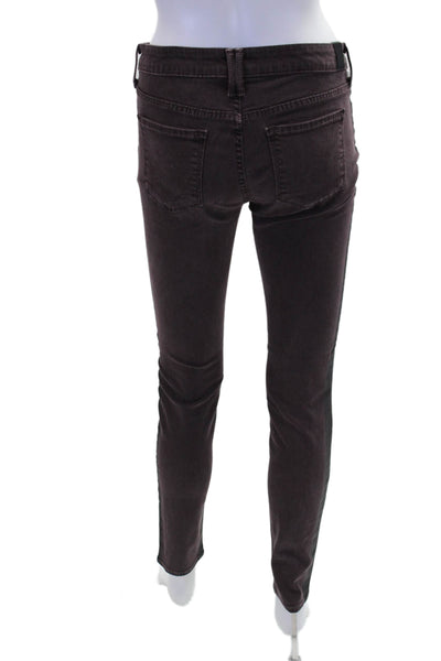 Vince Womens Cotton Side Stripe Detail Pocketed Skinny Jeans Purple Size 26