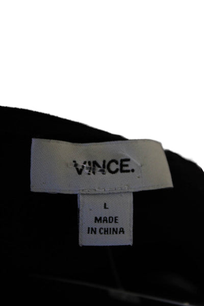 Vince Womens Textured Round Neck Sleeveless Sleek Blouse Tank Black Size L