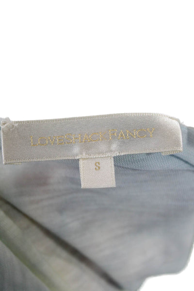 Love Shack Fancy Womens Tie Dye Print Shirt Blue Yellow Cotton Size Small
