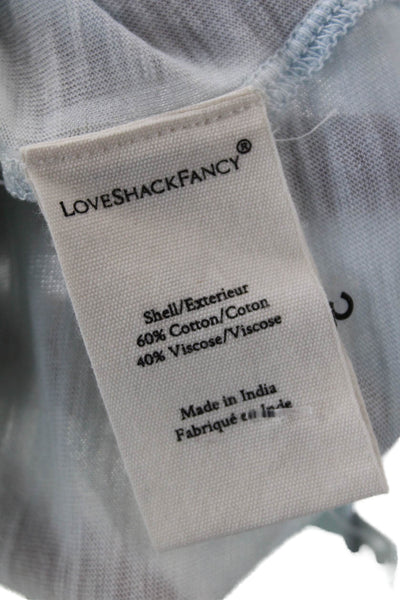 Love Shack Fancy Womens Tie Dye Print Shirt Blue Yellow Cotton Size Small
