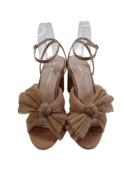 Loeffler Randall Womens Camellia Pleated Bow Heel with Ankle Strap - Beauty Size