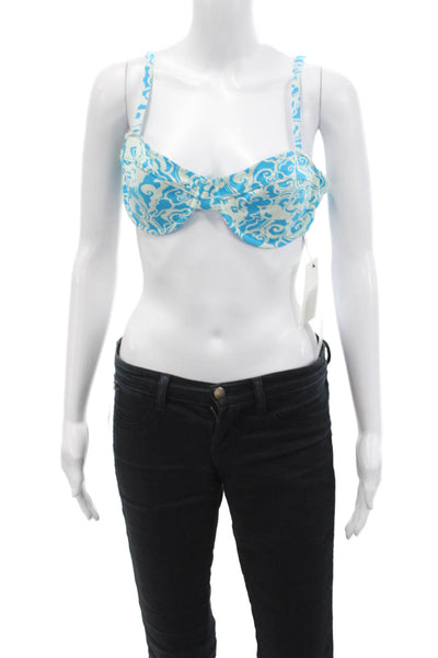 A.L.C. Womens Dylan Bikini Top - Scone/Blue Size XL