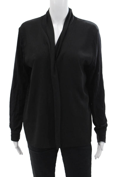 Ted Baker Womens Long Sleeve Open Front Lined Sleek Blouse Black Size 05