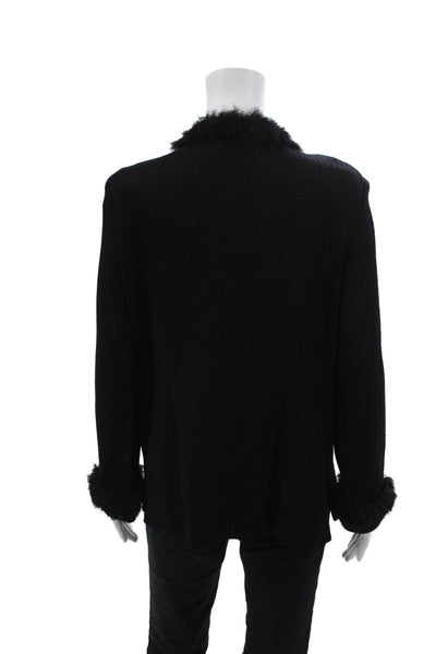 Misook Womens Textured Long Sleeve Lined Knit Fitted Blouse Black Size M