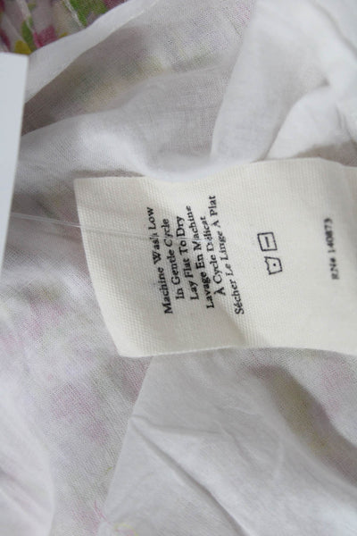 Love Shack Fancy Womens Floral Print A Line Skirt Pink Yellow Cotton Size Small