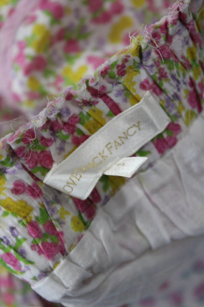 Love Shack Fancy Womens Floral Print A Line Skirt Pink Yellow Cotton Size Small