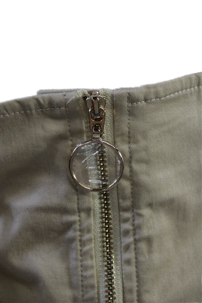 Intermix Womens Belted Front Zipper Mini Skirt Khaki Beige Cotton Size 2