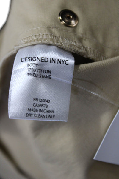 Intermix Womens Belted Front Zipper Mini Skirt Khaki Beige Cotton Size 2