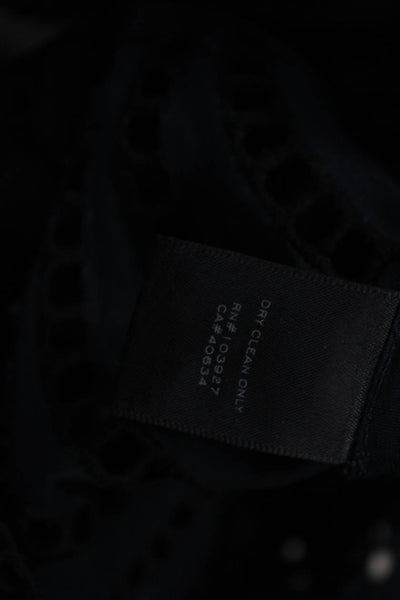 Marc By Marc Jacobs Womens Eyelet Ruffled Tank Top Navy Blue Black Size 6