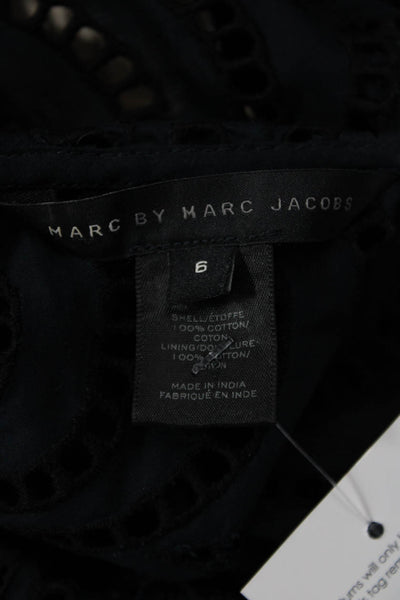 Marc By Marc Jacobs Womens Eyelet Ruffled Tank Top Navy Blue Black Size 6