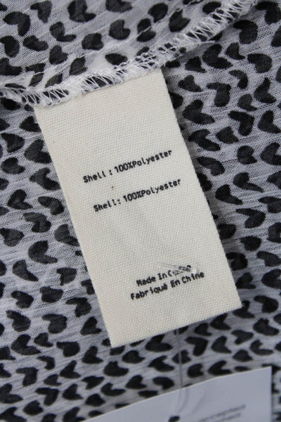 L'Agence Womens Heart Print Button Down Ruffled Blouse White Black Size Small