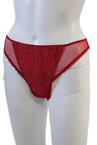 Eprise de Lise Charmel Womens Sheer Lace Up Thong Underwear Red Size 14