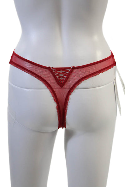 Eprise de Lise Charmel Womens Sheer Lace Up Thong Underwear Red Size 14