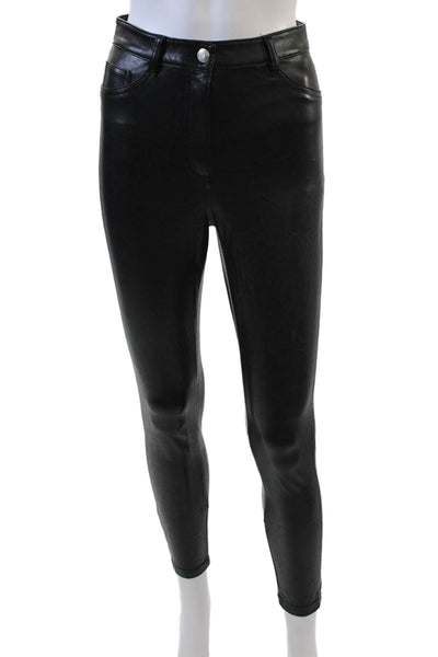 Wilfred Free Womens Pocketed Faux Leather Skinny Leg Pants Black Size 0