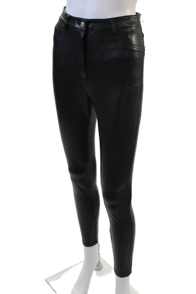 Wilfred Free Womens Pocketed Faux Leather Skinny Leg Pants Black Size 0