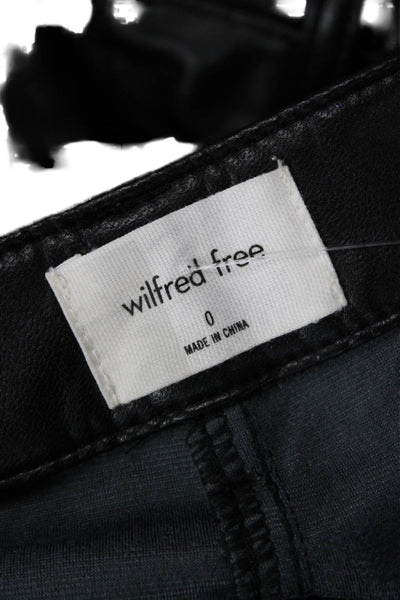 Wilfred Free Womens Pocketed Faux Leather Skinny Leg Pants Black Size 0