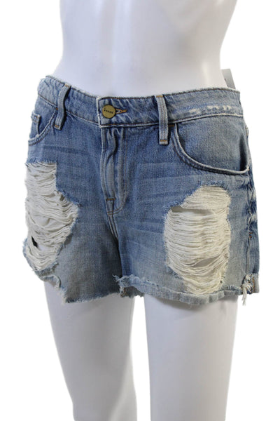 Frame Denim Womens Cotton Pocketed Distressed Detail Denim Shorts Blue Size 26