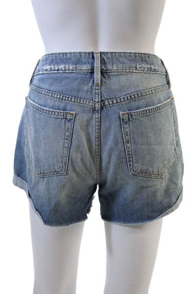 Frame Denim Womens Cotton Pocketed Distressed Detail Denim Shorts Blue Size 26