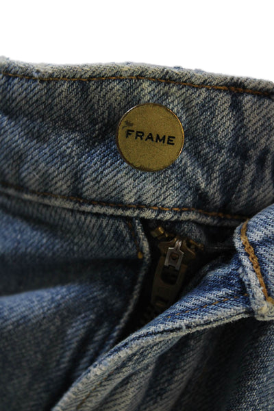 Frame Denim Womens Cotton Pocketed Distressed Detail Denim Shorts Blue Size 26