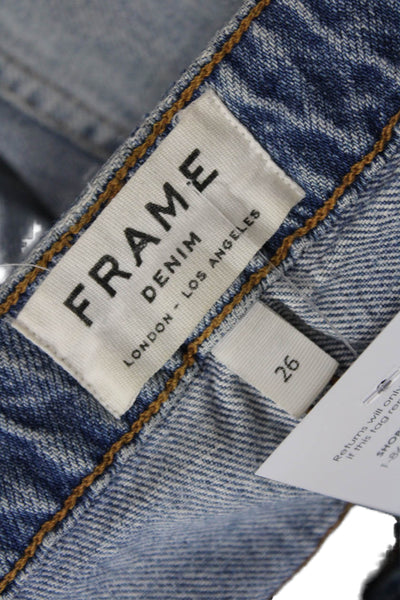 Frame Denim Womens Cotton Pocketed Distressed Detail Denim Shorts Blue Size 26