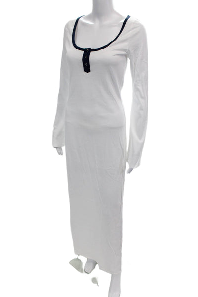 CAROLINE CONSTAS Womens Karla Bell Sleeve Colorblock Maxi Dress - Alabaster Navy