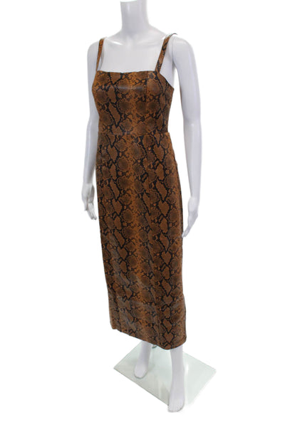 KITRI Womens Ursula Snakeskin Vinyl Dress - Caramel Snakeskin Print Size 8