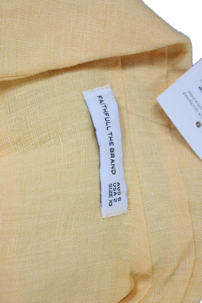Faithfull The Brand Womens Button Front V Neck Linen Pocket Shirt Orange Size 2