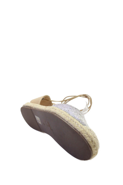Schutz Womens Textured Rounded Toe Rhinestone Slip On Slingback Sandals Nude Siz