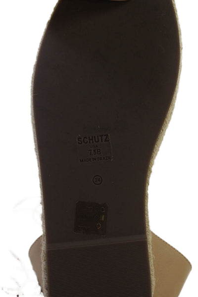 Schutz Womens Textured Rounded Toe Rhinestone Slip On Slingback Sandals Nude Siz