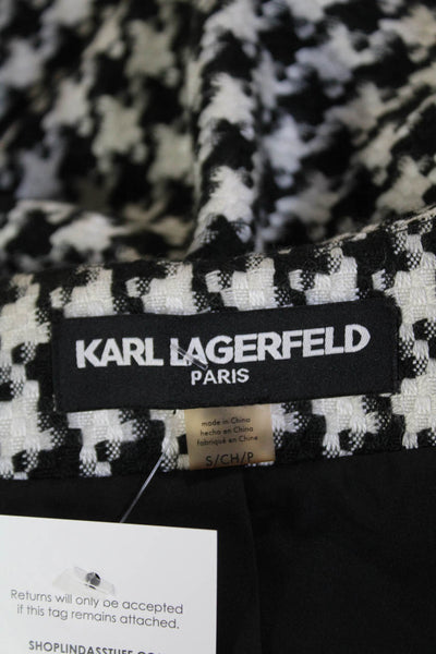 Karl Lagerfeld  Womens Textured Open Front Colorblock Gingham Blouse White Size