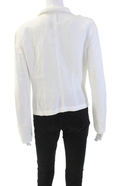 Nic + Zoe Womens Long Sleeve Full Zip Collar Lined Crop Blouse White Size S