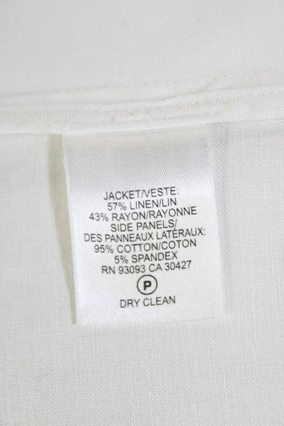 Nic + Zoe Womens Long Sleeve Full Zip Collar Lined Crop Blouse White Size S