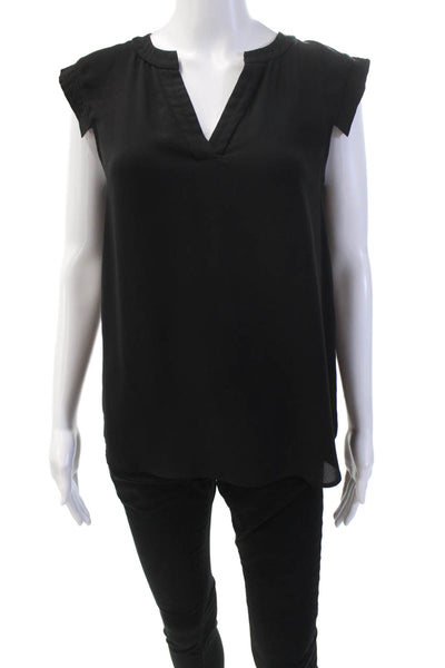 J Crew Womens Textured V-neck Sleeveless Lined Tank Blouse Black Size 04