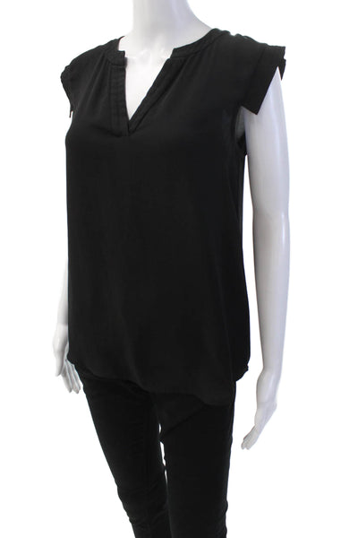 J Crew Womens Textured V-neck Sleeveless Lined Tank Blouse Black Size 04