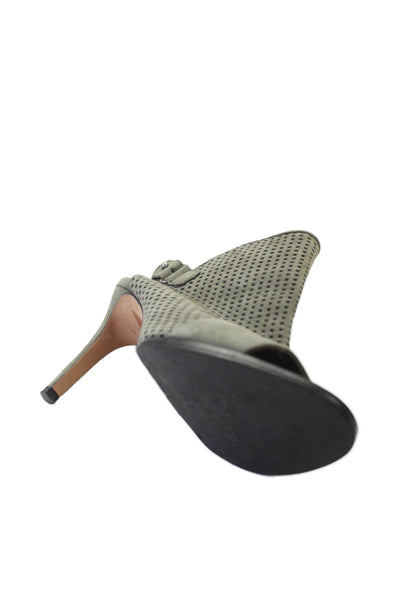 Vince Womens Suede Peep Toe Cages Slingback Heels Green Size 8.5